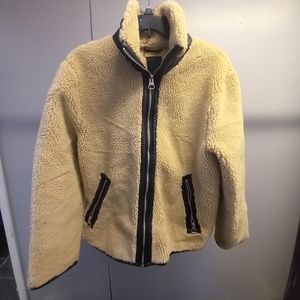 Womens Large H&M Fuzzy/Leather Jacket